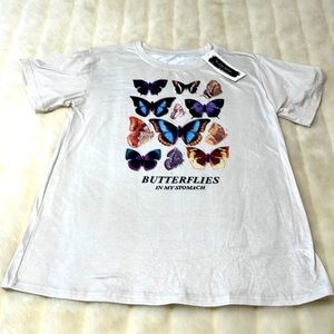 Blush Mark cream butterfly T-shirt